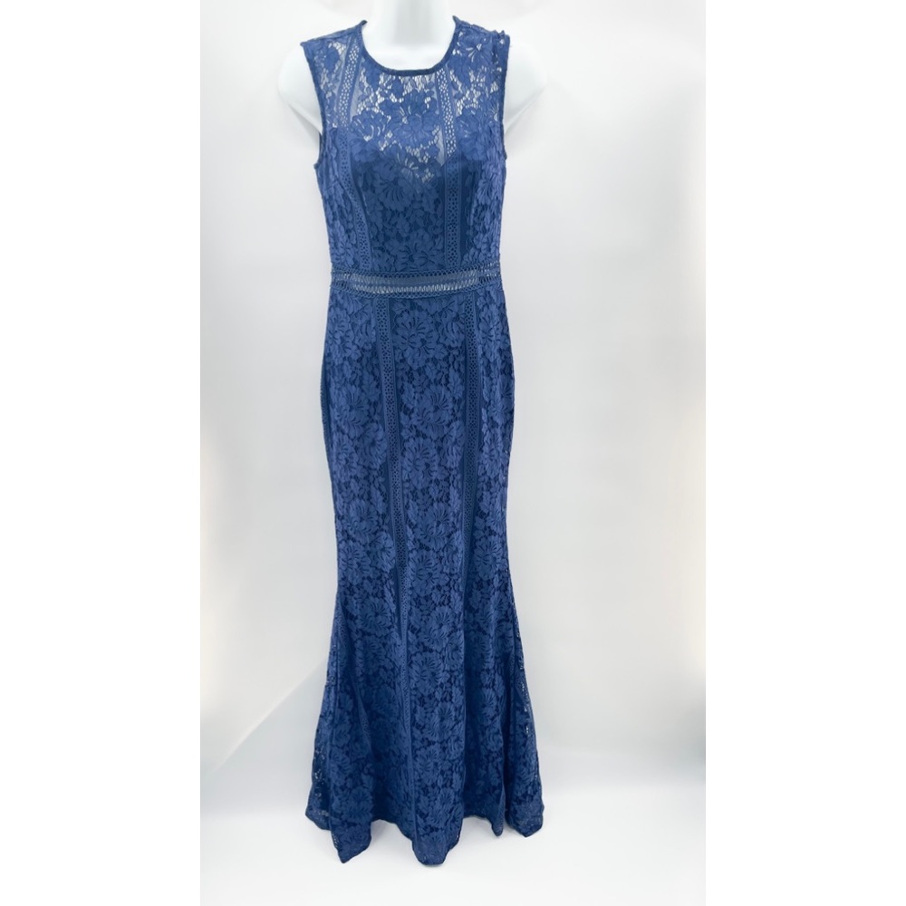 Maniju navy blue trumpet lace dress